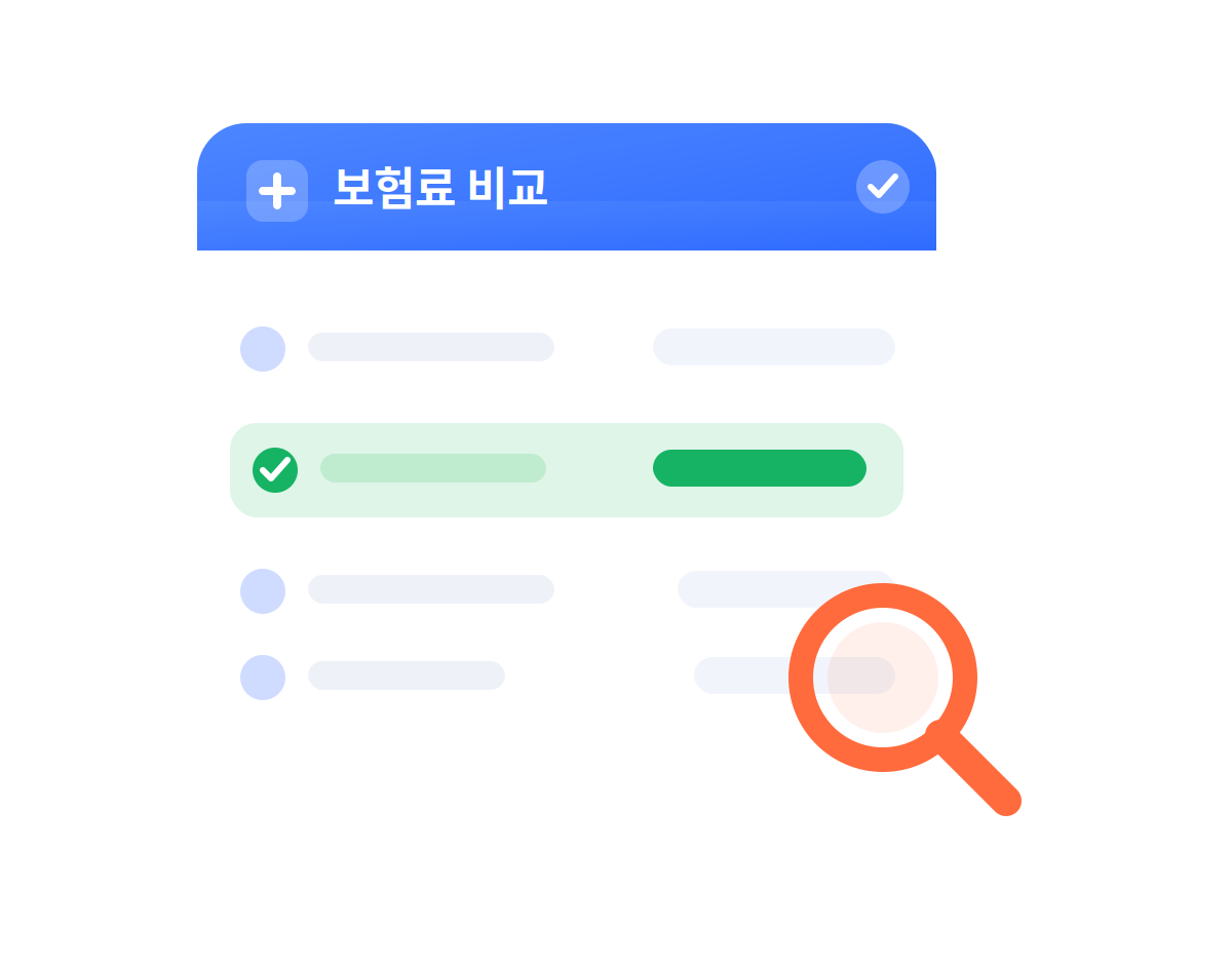 여러 보험사 실손보험료 비교 일러스트